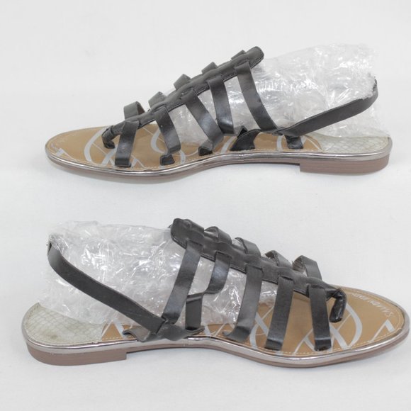 Sam Libby Black Strappy Adjustable Ankle Strap Flats Sandals Women's Size 8 - Picture 5 of 11